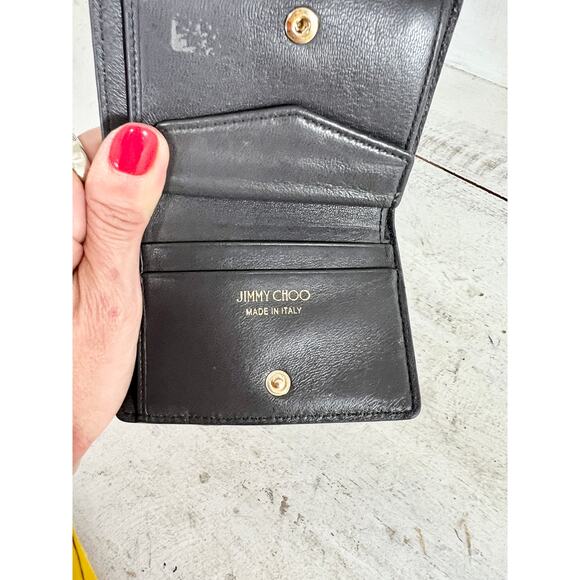 Jimmy Choo Myah Ballet Pink Lizard Print Leather Bi-fold Wallet With Jc Logo - Picture 7 of 11